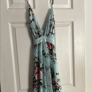 SHEIN Floral Maxi Dress - Light Blue and Pink
